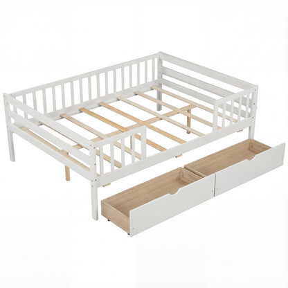 Goflame Full Kids Bed with Storage Drawers Wood Montessori Bed