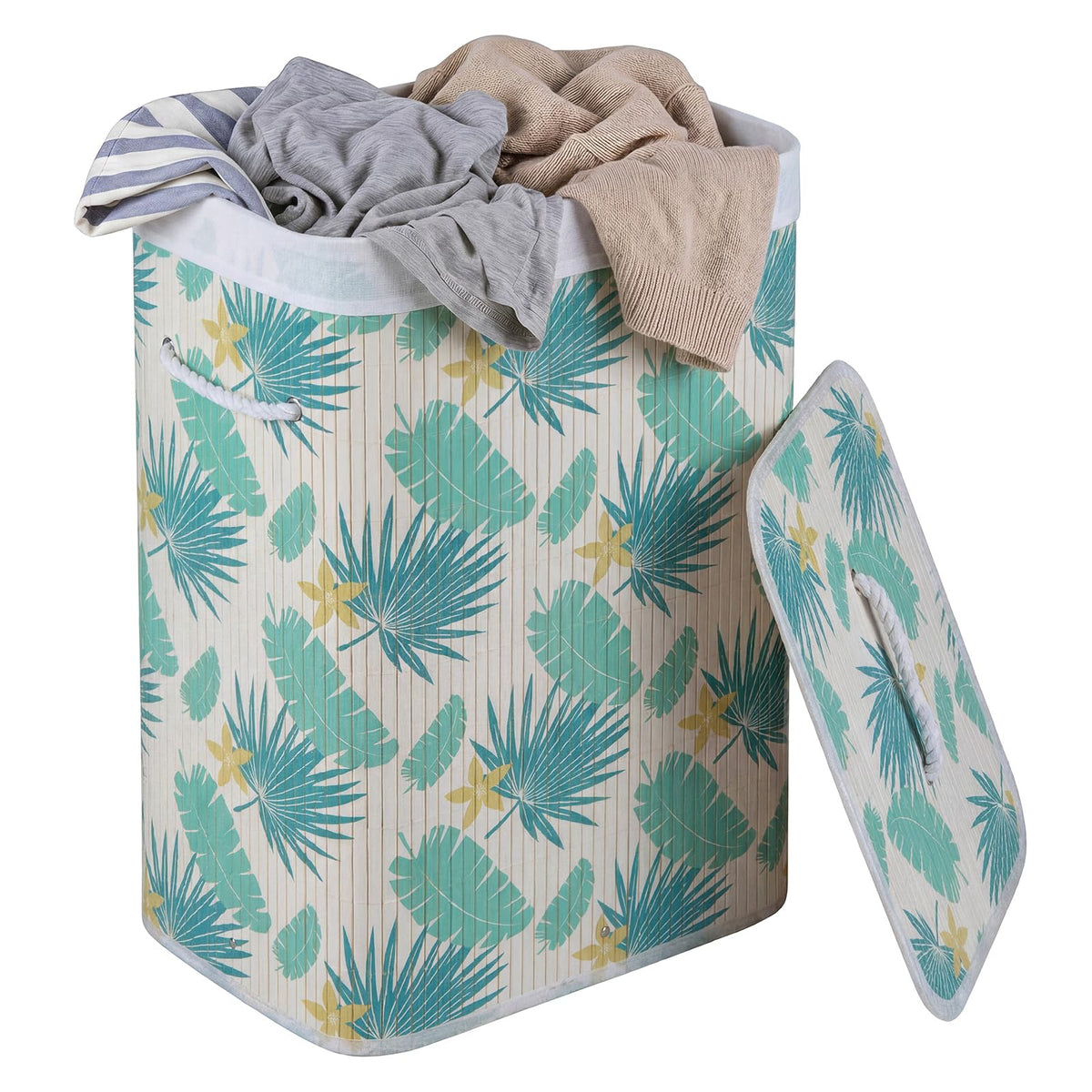 Goflame 19 Gal Bamboo Laundry Hamper w/Removable Liner & Portable Handles