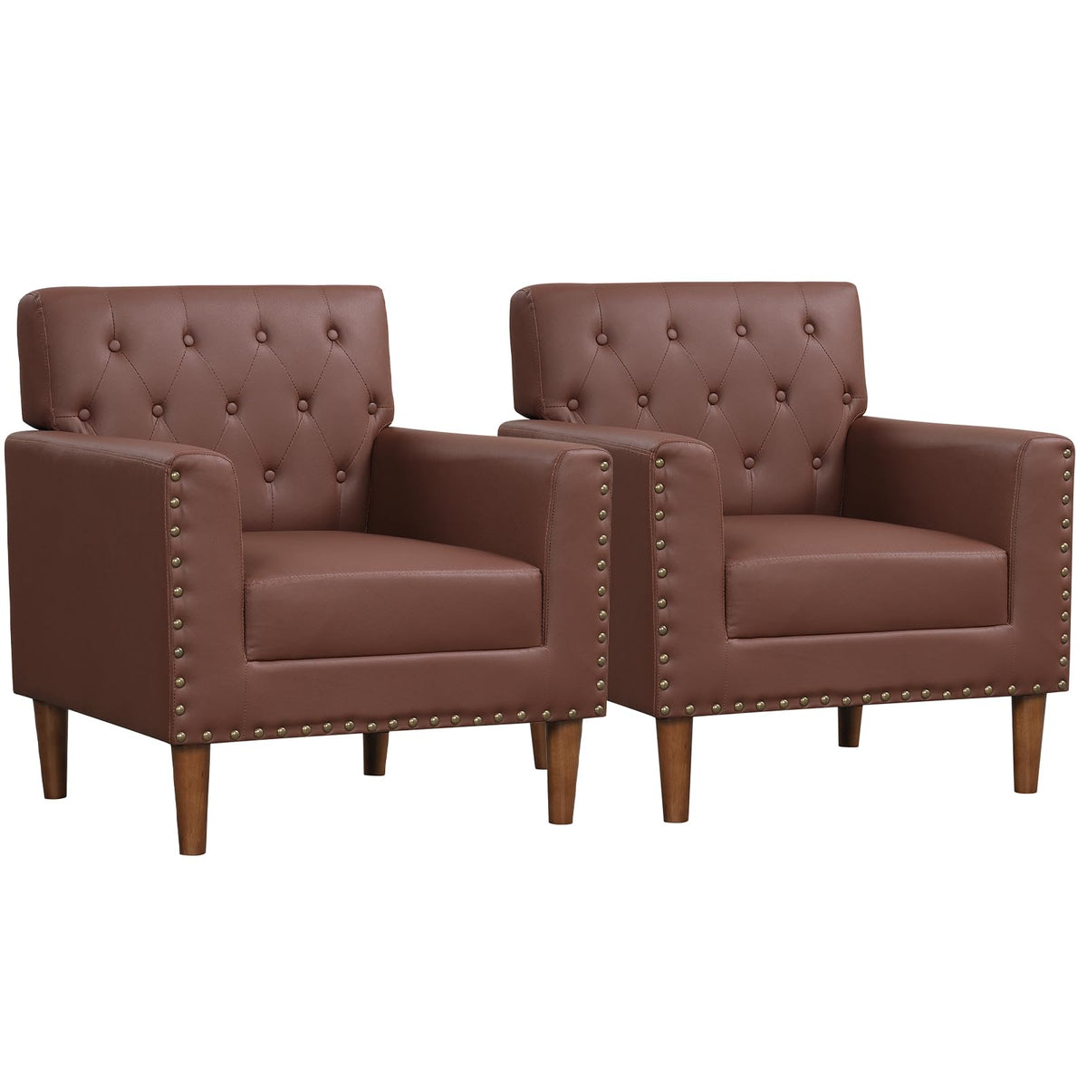 Goflame Mid Century Modern Accent Chair with Button Tufted Decoration and Rivets