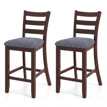 Goflame 26 Inch Farmhouse Upholstered Wooden Barstools with Footrest (2/4)
