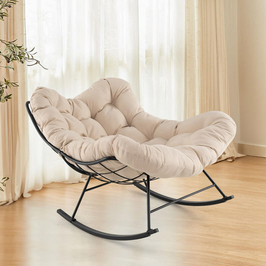 Goflame Indoor Oversized Egg Papasan Chair with Padded Cushion
