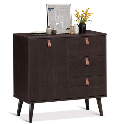 Goflame Sideboard Storage Cabinet with Doors and Adjustable Shelf (Dark Brown)