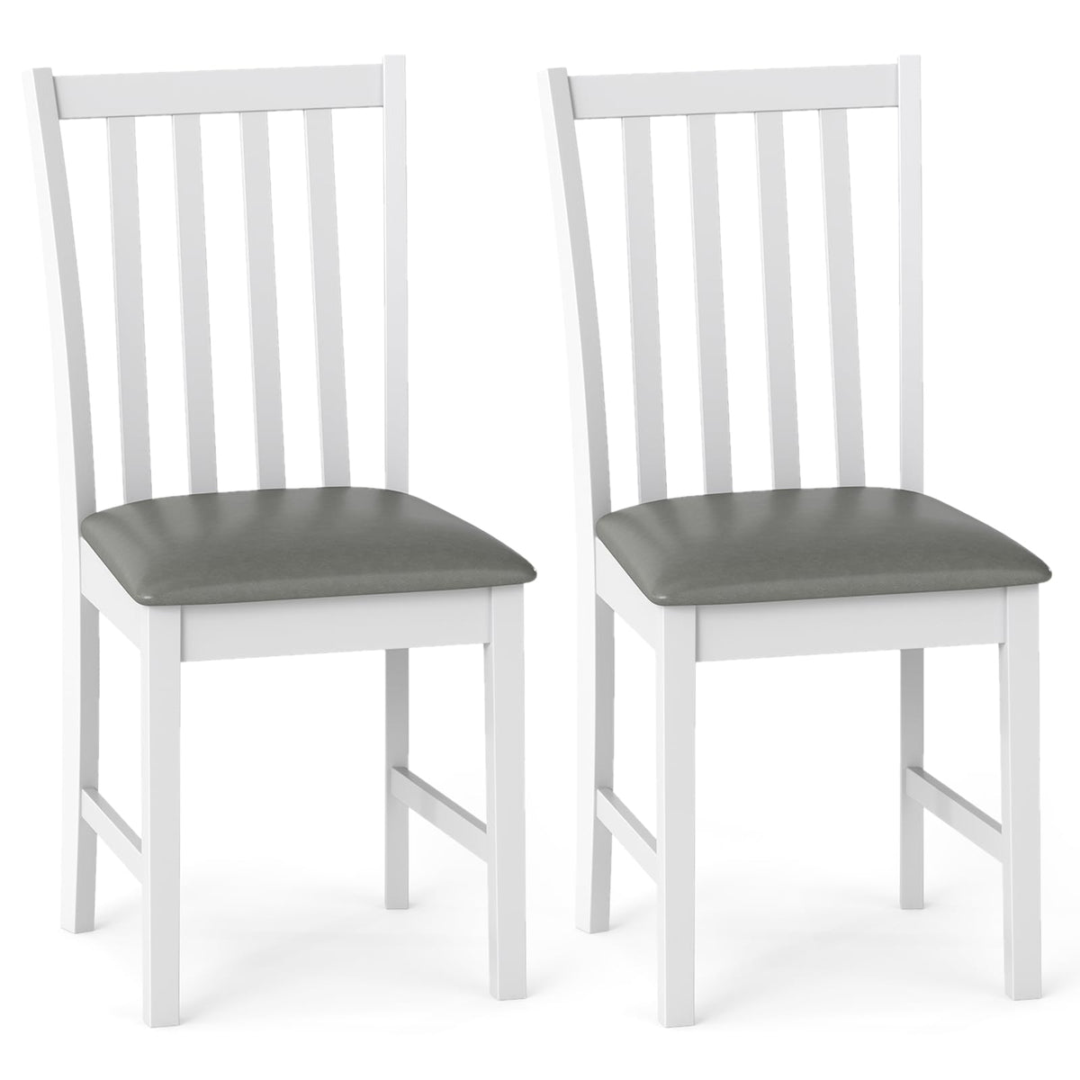 Goflame Wooden Dining Chairs Set of 2/4 Faux Leather Upholstered Kitchen Chair w/Rubber Wood Legs