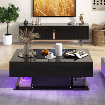 Goflame Modern LED Coffee Table - 2-Tier Center Table