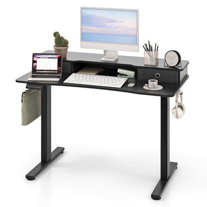 Goflame Electric Standing Desk with 2 Drawers, 48" /55"x 24" Height Adjustable Electric Stand Up Desk with Storage Shelf