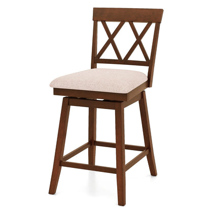 Goflame Counter Height Bar Stool with Crossed Backs and Rubber Wood Legs