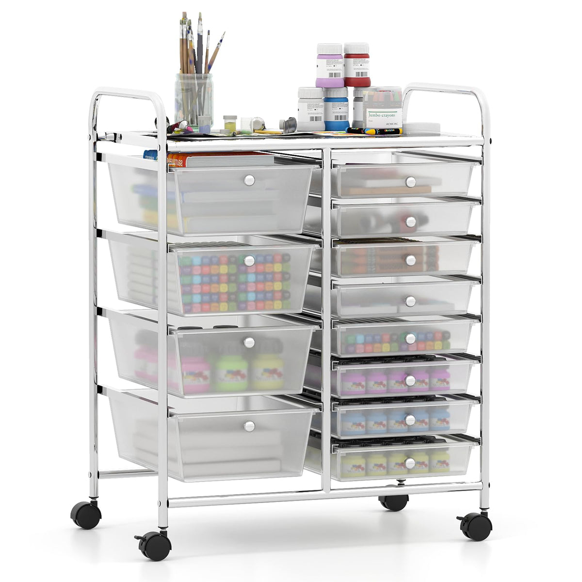 Goflame 12 Drawer Rolling Cart with Drawers Storage Organizer Cart