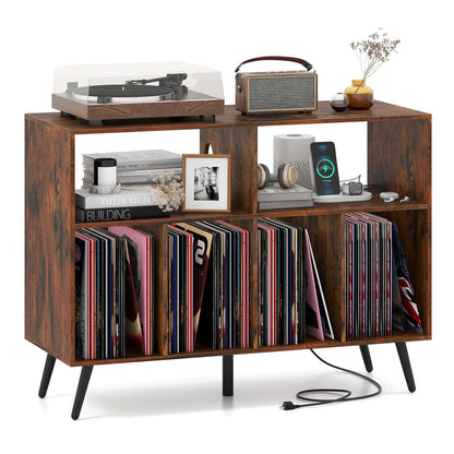Goflame Large Record Player Stand with Charging Station