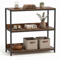 Goflame Industrial 3-Tier Small Bookshelf with Wooden Shelves and Metal Frame