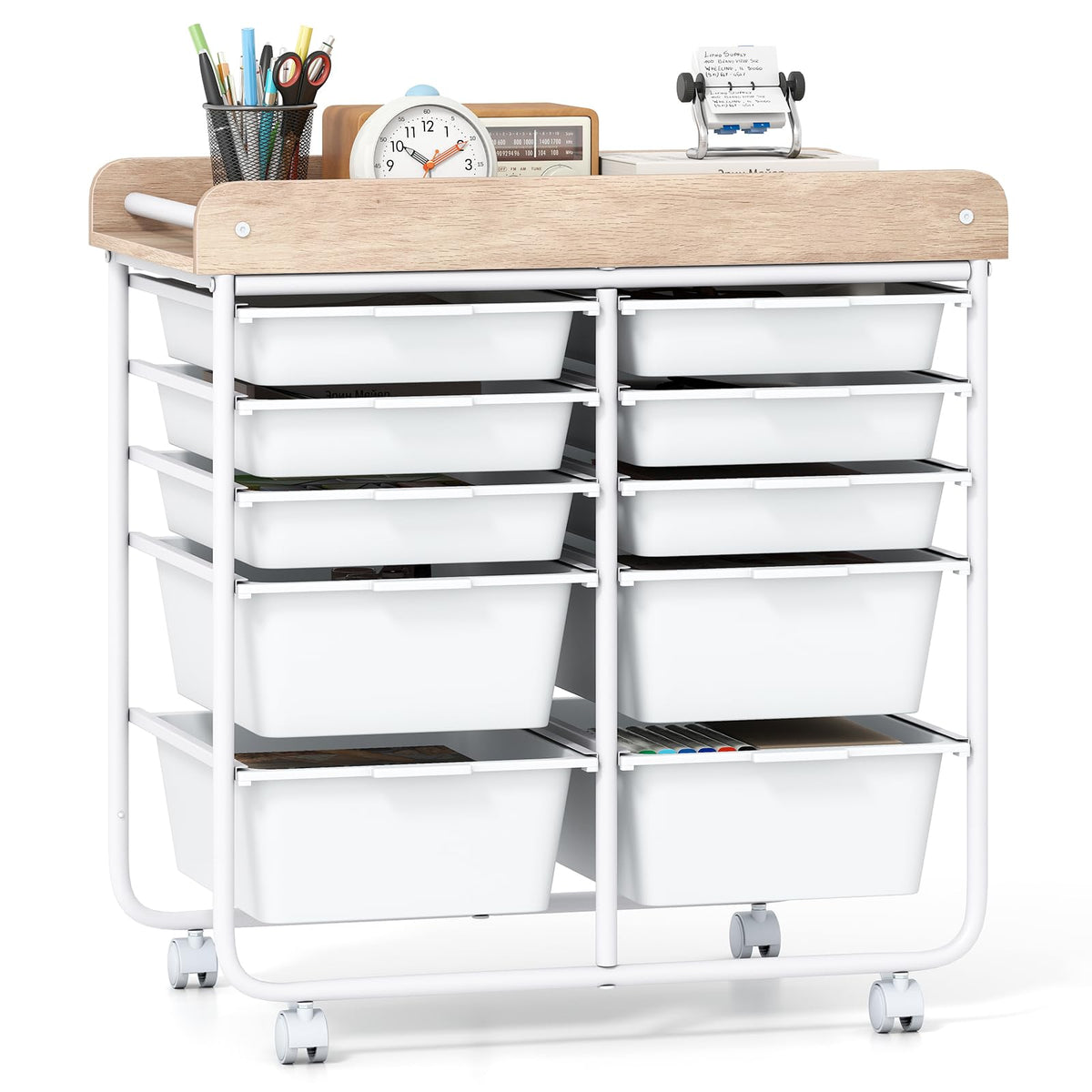Goflame Rolling Storage Cart with 10 Drawers, Utility Cart