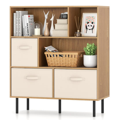 Goflame 6-Cube Bookshelf 3-Tier White Bookcase