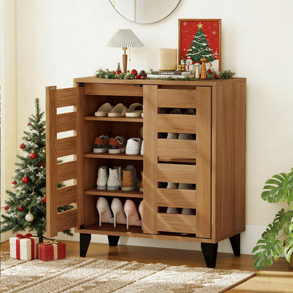 Goflame Shoe Cabinet with Louvered Doors