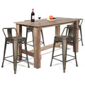 Goflame 5 Pieces Dining Table Set, Rectangular Counter Height Table w/ 4 Metal Bar Stools