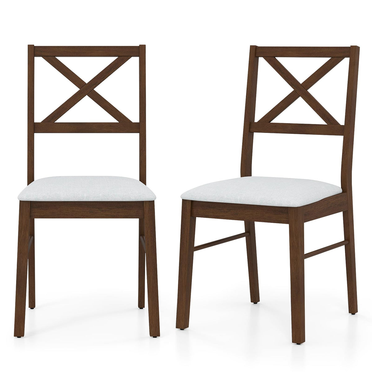 Goflame Wooden Dining Chairs Set of 2/4, Upholstered Kitchen Chairs w/Cross Back & Padded Seat