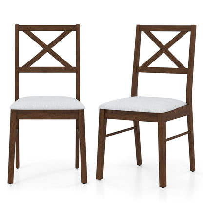 Goflame Wooden Dining Chairs Set of 2/4, Upholstered Kitchen Chairs w/Cross Back & Padded Seat