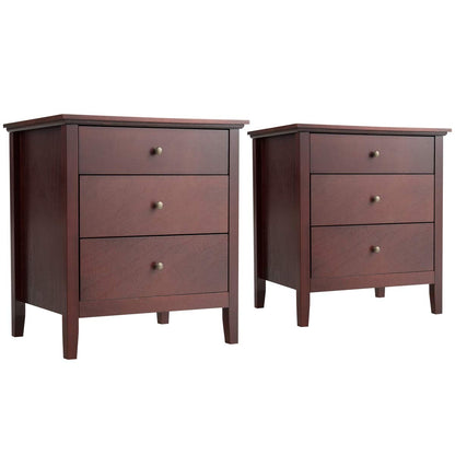 Goflame Nightstand with Drawers Solid Structure Side Table for Storage Bedroom