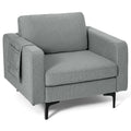 Goflame Modern Accent Chair w/Comfy Thick Cushion, Magazine Pockets