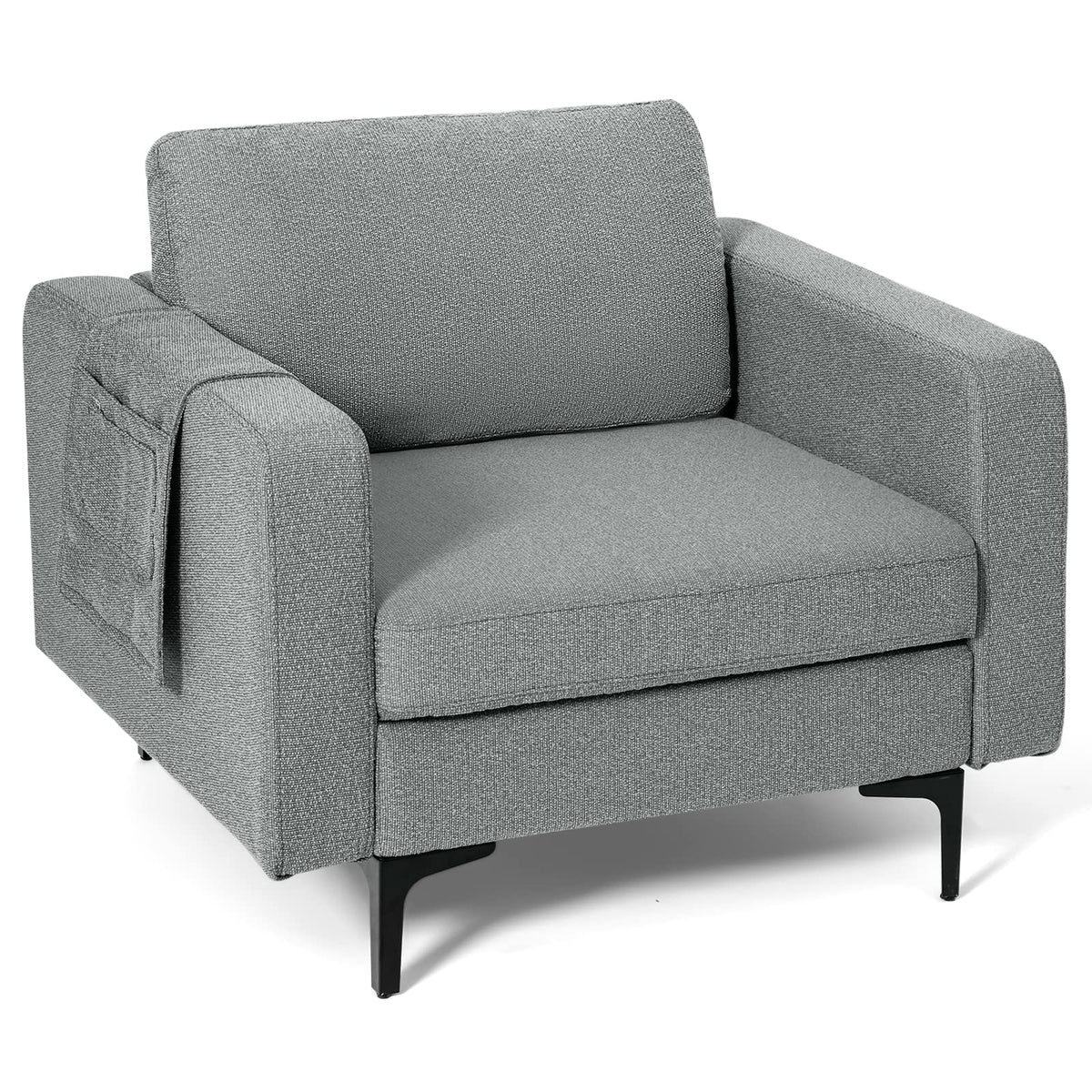 Goflame Modern Accent Chair w/Comfy Thick Cushion, Magazine Pockets