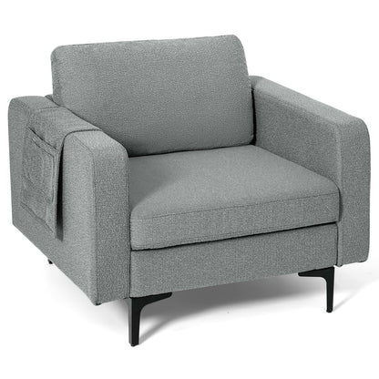 Goflame Modern Accent Chair w/Comfy Thick Cushion, Magazine Pockets