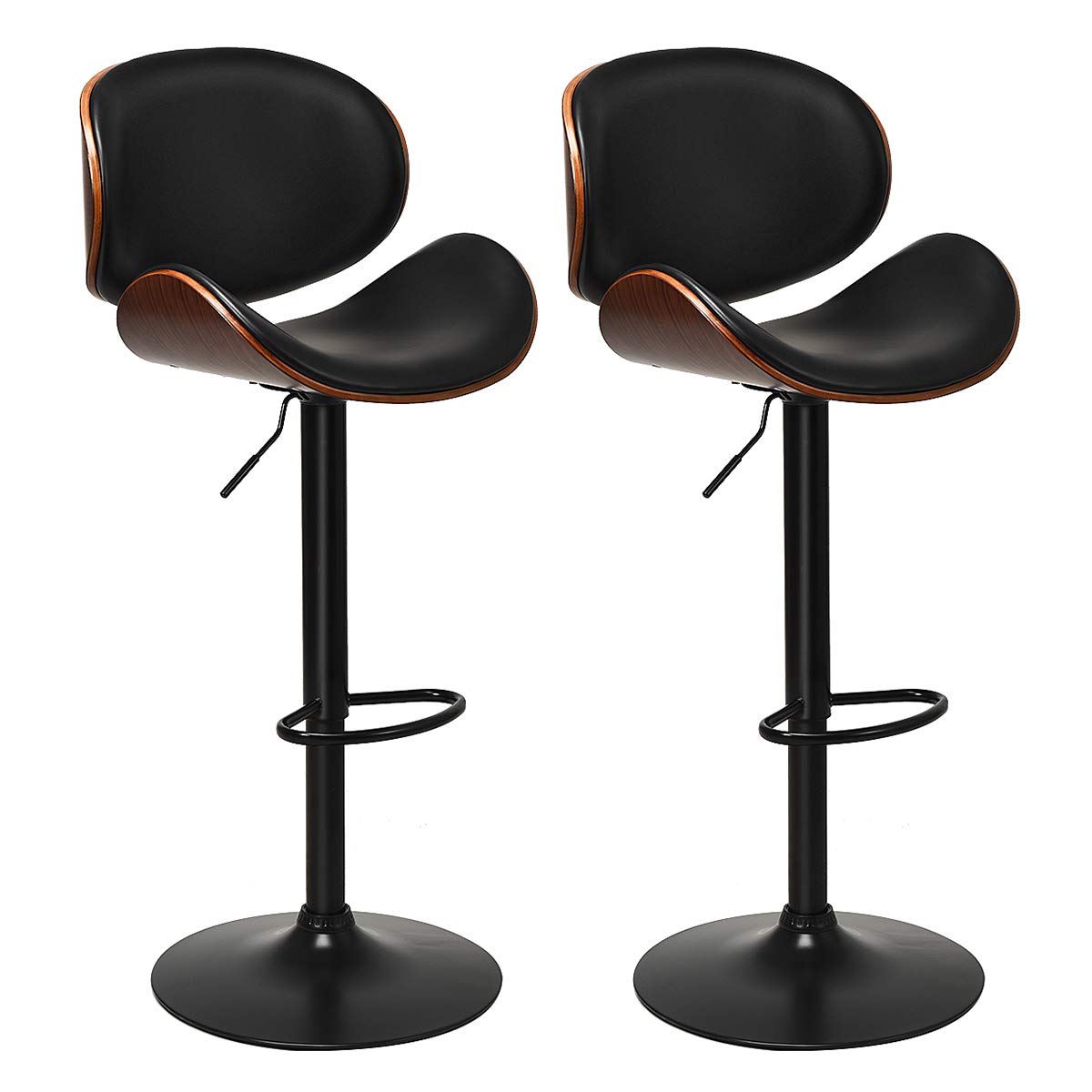 Goflame Bar Stools Set of 2, Adjustable Swivel Barstools with Back