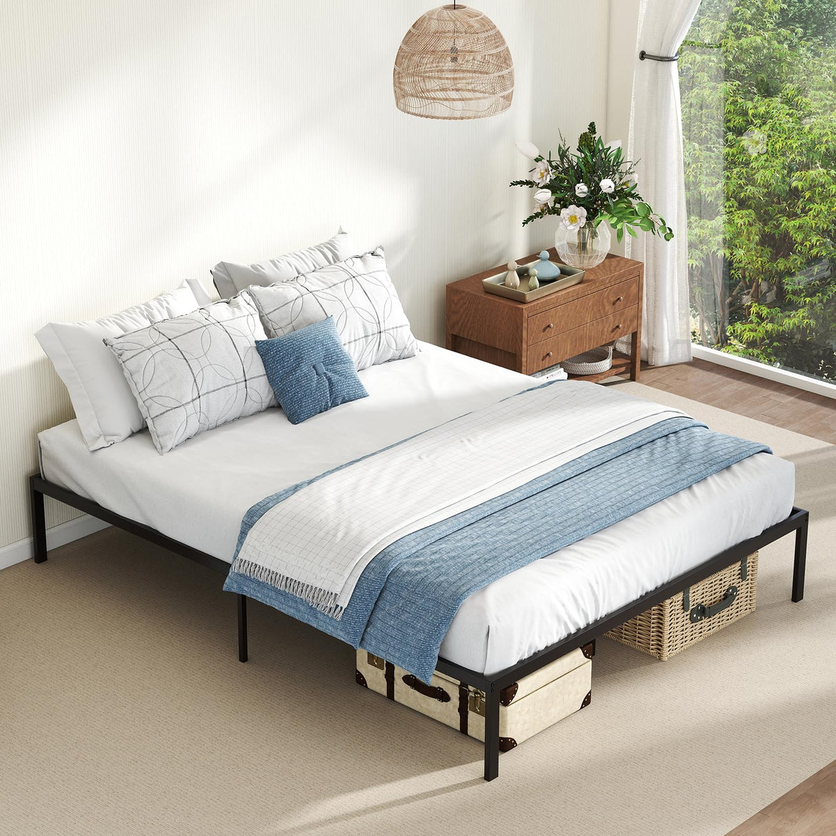 Goflame 12 Inch Metal Platform Bed Frame with Steel Slats Support