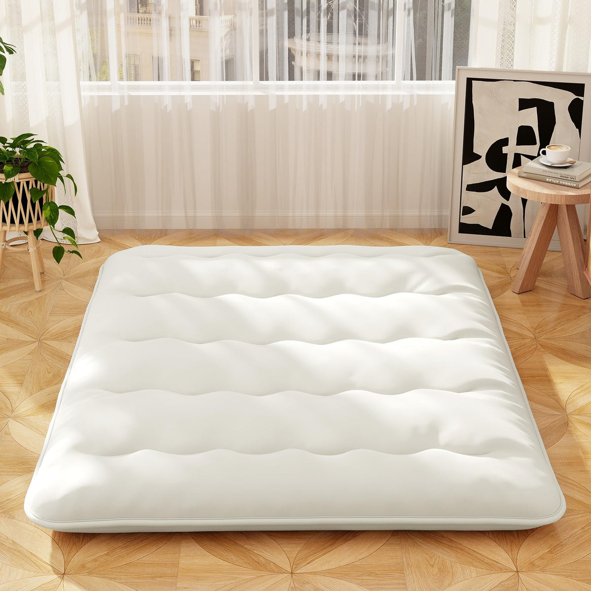 Goflame Japanese Floor Mattress, 4 Inch Futon Mattress with Washable Cover & Storage Bag