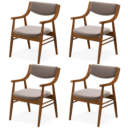 Goflame Wooden Dining Chairs Set of 2/4, PU Leather Upholstered Kitchen Chairs w/Padded Seat & Back