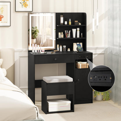 Makeup Vanity Set with Mirror and Lights, Vanity Desk with Charging Station
