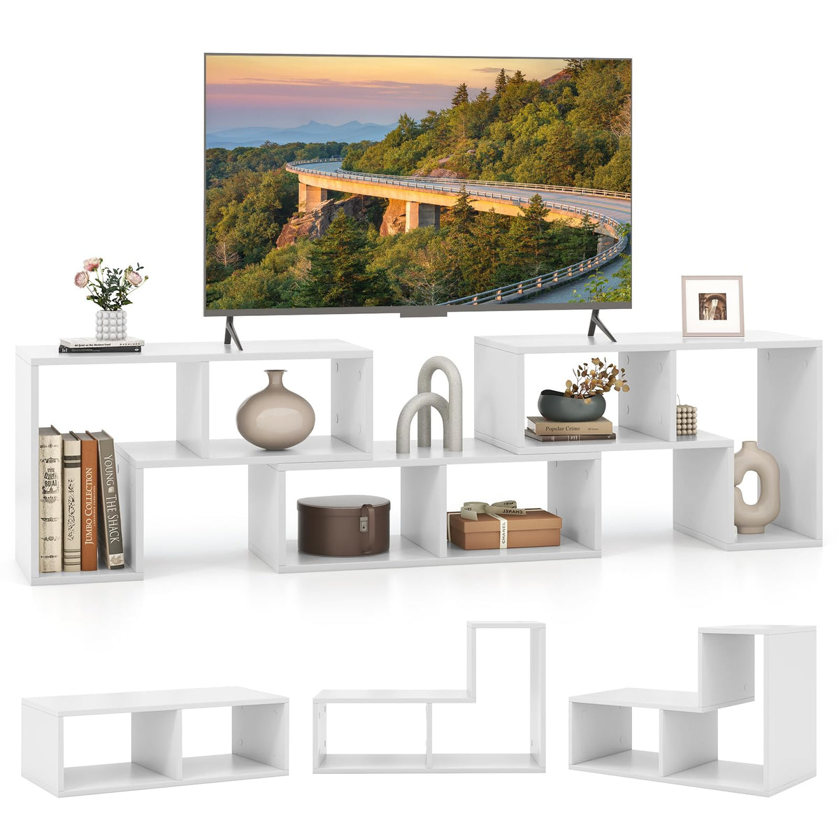 Goflame Free-Combination TV Stand for Bedroom - Entertainment Center for 50 55 60 65 Inch TV