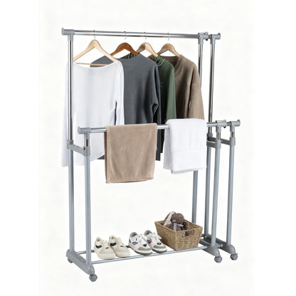 Goflame Portable Garment Clothin Rack with Adjustable Height & Width for Laundry