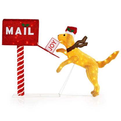 Goflame 3.5 FT Lighted Dachshund Climbing Mailbox, Pre-Lit Christmas Holiday Decoration