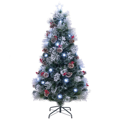 Goflame Pre-lit Fiber Optic Christmas Tree, Artificial Snowy Xmas Tree with 49 Cool White LED Lights