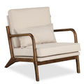 Goflame Mid Century Modern Accent Chair, Upholstered Armchair with Pillow, Rubber Wood Armrests & Legs