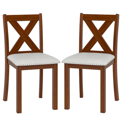 Goflame Wooden Dining Chair Set of 2/4 with Padded Seat and Curved Back