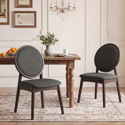 Goflame Set of 2/4 Upholstered Linen Fabric Kitchen Side Chairs with Padded Seat