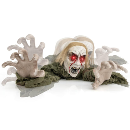 Goflame Halloween Skeleton Groundbreaker Decoration, Sound-Actived Halloween Party Decoration