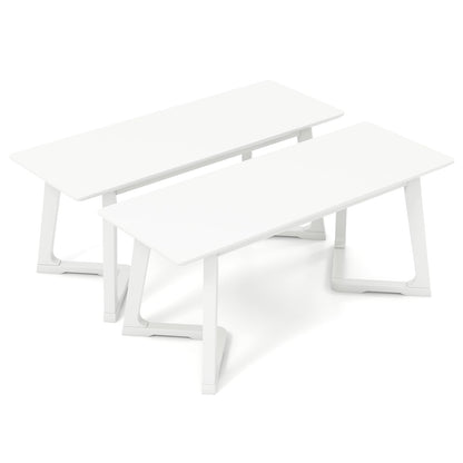 Goflame Set of 1/2 Entryway Bench, 42” Long Dining Bench with Rubber Wood Triangular Legs