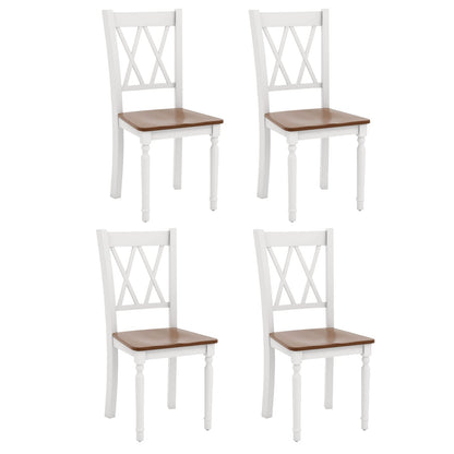 Goflame Dining Room Chairs Set of 4 White - Wooden Farmhouse Kitchen Chairs with Rubber Wood Seat