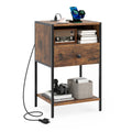 Goflame Night Stand with Charging Station for Bedroom Small Spaces