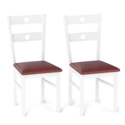Goflame PU Leather Upholstered Kitchen Chairs w/Hollowed Backrest & Padded Seat