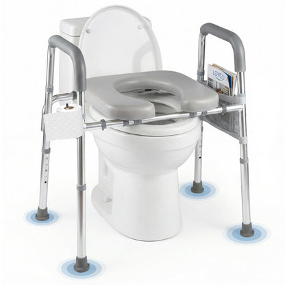 Goflame Raised Toilet Seat with Handles | Toilet Seat Riser for Seniors w/Padded Arms