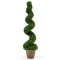 GOFLAME 4FT Artificial Spiral Topiary Tree 1/2 Pack Faux Boxwood Plant
