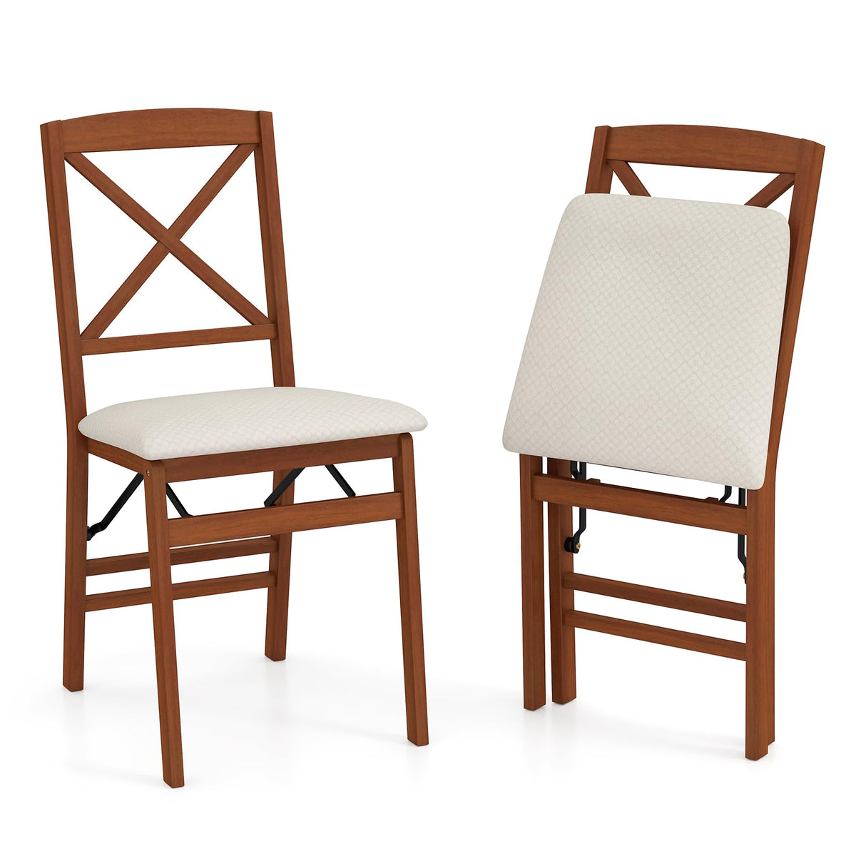 Goflame Folding Dining Chairs Set of 2/4, Modern Kitchen Chairs w/Padded Seat & Cross Backrest