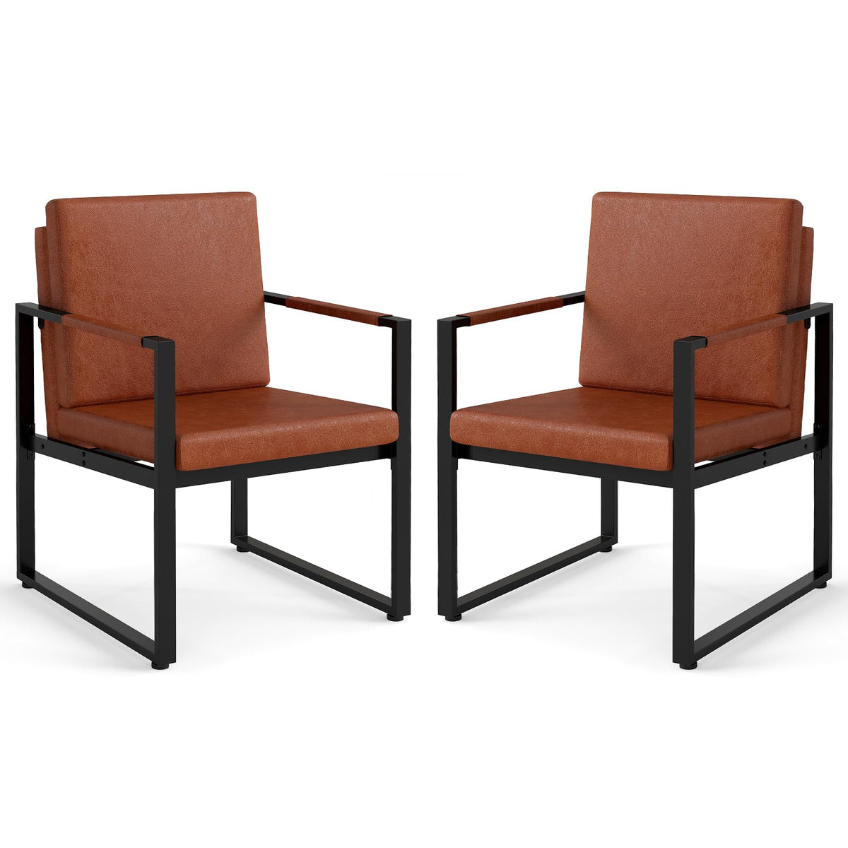 Goflame Set of 2 Mid Century Modern Single Sofa Chairs with Cushions
