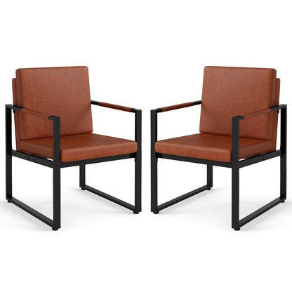 Goflame Set of 2 Mid Century Modern Single Sofa Chairs with Cushions