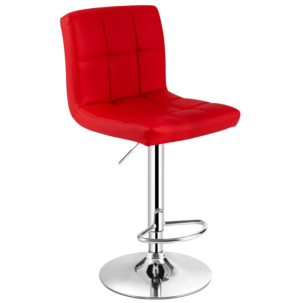 Goflame Bar Stool, Modern Swivel Adjustable Armless Barstools, Square Counter Height PU Leather Bar Stools