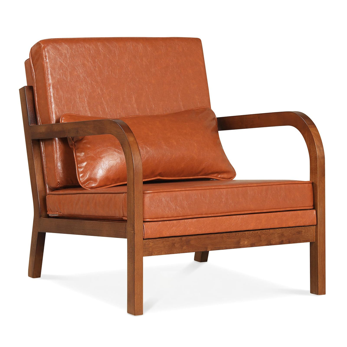 Goflame Mid-Century Modern Accent Chair with Lumbar Pillow