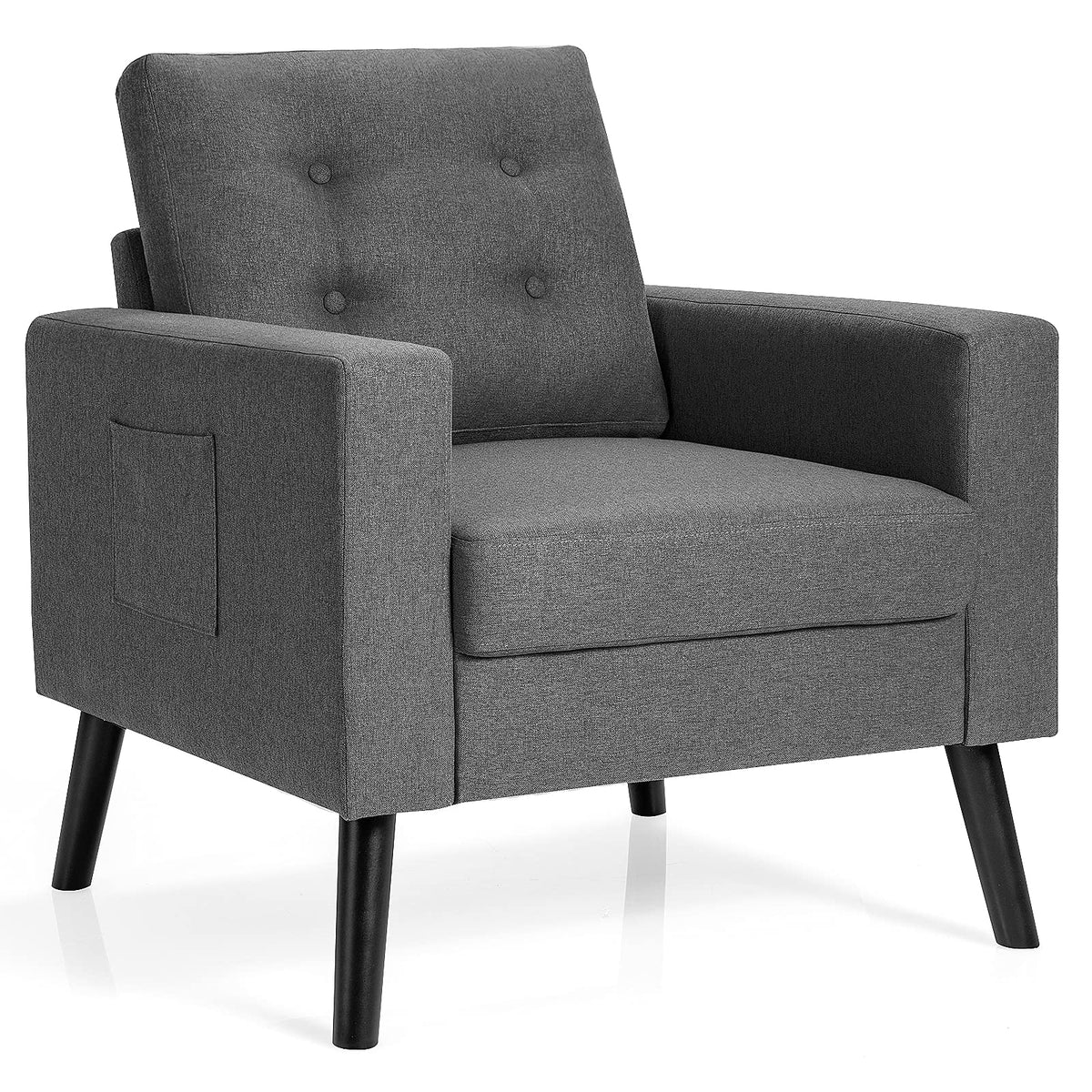 Goflame Modern Accent Chair, Mid-Century Upholstered Armchair Club Chair