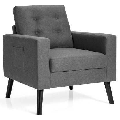 Goflame Modern Accent Chair, Mid-Century Upholstered Armchair Club Chair
