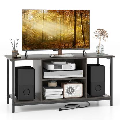 Goflame TV Stand for TV Up to 50” TVs, Entertainment Center with Charging Station, USB & Type C Ports